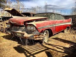 Junk yards that buy cars without title in california. Forgotten Classic Cars On Instagram Pure Evil This Christine Has Certainly Seen Better Days What S Your Favou Junkyard Cars Abandoned Cars Cars Movie