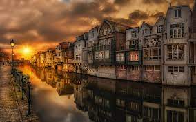 Sunset In Gorinchem Steenenhoek Canal Netherlands Landscape Photography Desktop Wallpaper Hd For Mobile Pho Landscape Photography Landscape Amsterdam Wallpaper
