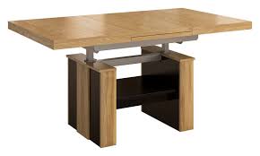 Ouvrez les portes du plus beau magasin du web ! Table Basse Reglable En Hauteur Belica 09 Couleur Chene Naturel Noir Partiellement Massif Dimensions 61 79 X 130 170 X 80 Cm H X L X P