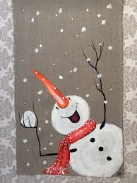 Snowman Hand Painted Table Runner Snowball Christmas Etsy Christmas Canvas Christmas Art Xmas Crafts