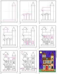 How to draw a haunted house really easy drawing tutorial. How To Draw A Haunted House Art Projects For Kids