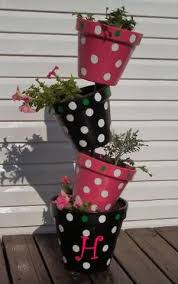 Polkadot Tipsy Pots By Cvdhodges Flower Pot Crafts Terra Cotta Pot Crafts Flower Pots