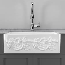 Fireclay farmhouse sink, exclusive 30 in. 30 Ulan Handcrafted Fireclay Single Bowl Vine Apron Farmhouse Sink Magnus Home Products