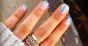 Short Nail Art Designs Ideas For Your Next Manicure Navy fall nails with golden harvest print.
