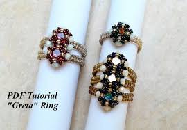 Beaded Ring Patterns Greta Beading Tutorials Etsy Bead Work Jewelry Beadwork Jewelry Tutorials Beaded Rings