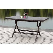 Safavieh 55 1 In Dilettie Brown Rattan Folding Patio Dining Table Outdoor Folding Table Wicker Dining Tables Patio Dining Table