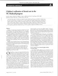 Pdf Childrens Utilization Of Dental Care In The Nc