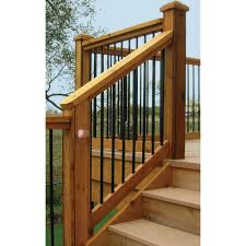Install railings on any deck that is 30 inches or more from the surrounding surface and on at least one side of a stairway leading to. Veranda 10 Pc Aluminum Stair Baluster Kit With 26 Inch Round Balusters Connectors And Dec The Home Depot Canada