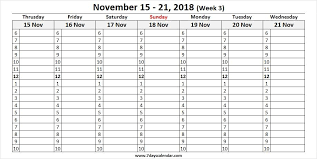 November 2018 Calendar Weekly With Times Printable Schedule Templates Calendar Week