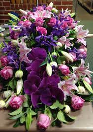 Check spelling or type a new query. Purple And Pink Casket Spray Sympathyflowers Floraltribute F11 Casket Flowers Funeral Flowers Funeral Flower Arrangements