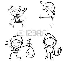 Disegno A Mano Cartoon Bambini Felici Che Giocano Disegno Di Cartoni Disegni A Mano Idee Per Disegnare