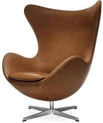 fauteuils egg chair cognac leer designer stoel stoelen woonkamer stoel