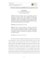 Pdf Dongeng Sebagai Pembentuk Karakter Anak