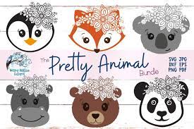 Download Pretty Animal Svg Bundle Floral Animal Faces Svg Cut Files 346171 Svgs Design Bundles