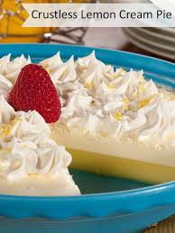 Crustless Lemon Cream Pie Recipe Lemon Cream Pies Cream Pie Recipes Meringue Desserts
