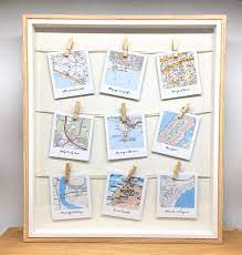 Personalised Anniversary Or Wedding Gift Map Location Gift Retro Snapshot Style Wooden Peg Frame By Mapmojo On Et Location Gifts Map Crafts Anniversary Diy
