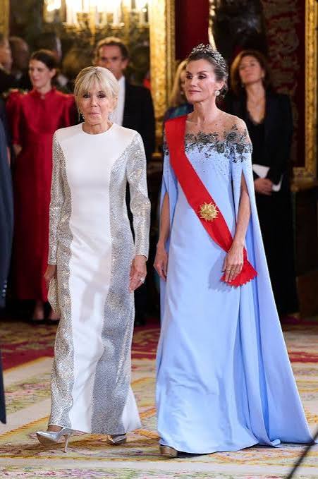 Queen Letizia channels Disney princess at Spanish state visit honoring French president