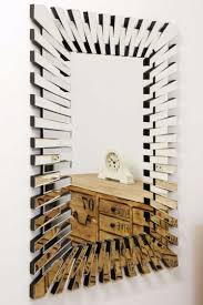 Modern rectangular black bordered wall mirror. Modern Unique 3d Sunburst All Glass Venetian Rectangular Wall Mirror