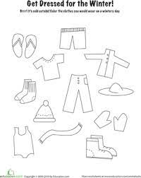 Free printable winter holiday coloring pages. Winter Clothes Worksheet Education Com