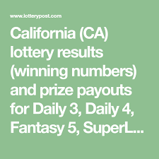 California Ca Lottery Results Winning Numbers And Prize