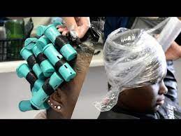 Natural Hair Rubberband Rollerset Silk Wrap Get Straight Hair Without Flat Irons Natural Hair Styles Roller Set Natural Hair Silk Press Natural Hair