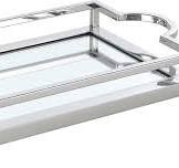 EGLO LIVING Dekotablett Savant, Spiegel Tablett zum Dekorieren mit Griff  und Rand, Deko Serviertablett rechteckig aus Metall in Chrom und  Spiegelglas, ...