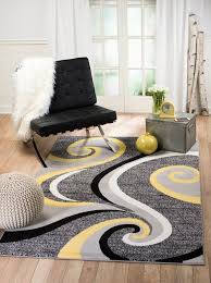 Rick Abstract Gray Yellow Area Rug Yellow Bedroom Decor Grey Bedroom Decor Dining Room Rug