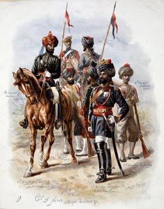 Sergeant Richard Wadeson, 75th Regiment, coming bravely to the rescue of Private Michael Farrell who was assailed by a number of rebel cavalry, Indian Mutiny, 18th July 1857, from a series entitled '