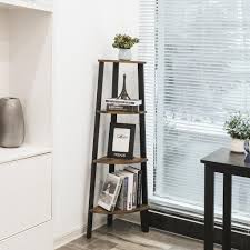 Vasagle Bücherregal Mit 4 Ebenen Vintage 125cm Aus Holz Metall Leiterregal Standregal Vingtage Schwarz Lls34x