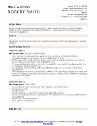 Head Waitress Resume Samples Qwikresume