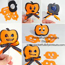 Download Halloween Pumpkin Lollipop Holder Svg Template With 3 Interchangeable Faces Pocket Full Of Printouts