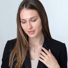 ✟ Sterling Silver Trinity Cross with Dove Necklace