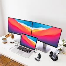 Dual Monitor Setup With Two Dell Ultrasharp Monitors In 2020 Dual Monitor Setup Office Setup Computer Desk Setup