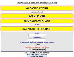 Kalyan Matka Panel Chart Satta Matka Matka Charts