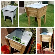 The sliding cover protects the sink and provides additional work space. Backyard Sink Found This Laundry Room Sink On The Side Of The Road Hooked It Up To A Garden Hose Dressed It Up W Laundry Room Sink Sink Design Wash Tub