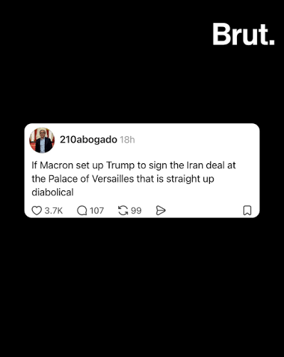 Brut. | President Donald Trump signed an interim agreement aimed at ending the U.S.-Iran war during a dinner hosted by French President Emmanuel... | Instagram