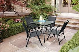Mainstays Cranston 5 Piece Sling Folding Dining Set Walmart 98 00 Glass Table Living Room Patio Dining Set Patio Table Set