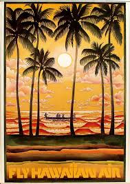 Vintage Hawaiian Air Poster Love Palm Trees Hawaii Art Hawaiian Art Vintage Travel Posters