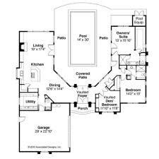 Home plans with pools, see pictures of swimming pool areas. Pool Single Story Mediterranean House Plans Luxury One With Courtyard Lovely Open Concept Floor Landandplan