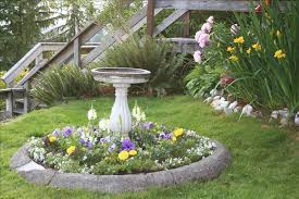 Backyard Garden House Stepping Stones And Backyard Garden Fountain Courtyards In 2020 Bird Bath Garden Backyard Garden Landscape Backyard Garden