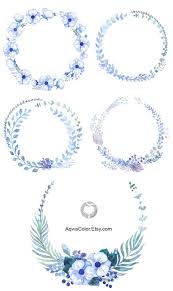 Watercolor Clipart Blue Wreaths Watercolor Flower Floral Clip Art Commercial Use Leaves Leaf Wreath Frame Circle Ring Wedding Winter Png Wreath Watercolor Clip Art Watercolor Flowers