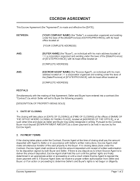 This escrow agreement (agreement) is made and entered into on agreement.createddate between sender.firstnamesender.lastname (seller) and all funds received with regard to this escrow agreement hereto shall be deposited into a federally insured bank money market account. Escrow Agreement Template By Business In A Box