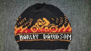 Harket Davidson Lue Knitted Harley Davidson Beanie Strikkeoppskrift Strikking Handverk