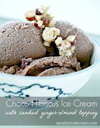 chocolate hibiscus ice cream with candied ginger almonds recette