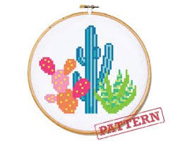Colorful and inspiring designs from maria diaz (design originals) sourcebook of patterns with. Cross Stitch Pattern Pdf Colorful Cactus The Stranded Stitch