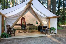 Rustic And Unique Safari Tent Accommodation With Outdoor Barbecue In Olympia Tent Glamping Tent Design Country Cabin