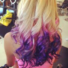 Blonde With Pink And Purple Ends Purple Blonde Hair Blonde Hair Dark Eyes Pink Blonde Hair