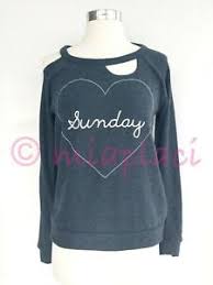 Details About Nwt Chaser Love Knit Heart Sunday Deconstructed Pullover Cw6762 Avalon Blue S