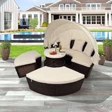 Find your favorite furniture and order now for the best deals Latitude Run Patio Furniture Round Outdoor Rattan Sectional Sofa Set With Retractable Canopy Wayfair