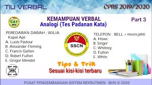 Maybe you would like to learn more about one of these? Tiu Verbal 3 Cpns 2020 Tips Trik Mahir Tiu Cpns Analogi Tes Padanan Kata Youtube